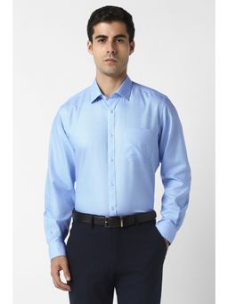 Van Heusen - Men Blue Regular Fit Textured Full Sleeves Shirt