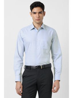 Van Heusen - Men Light Blue Checks Full Sleeves Shirt