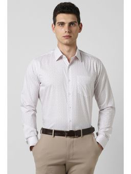 Van Heusen - Men White Print Full Sleeves Shirt