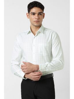 Van Heusen - Men Light Green Checks Full Sleeves Shirt