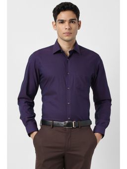 Van Heusen - Men Purple Textured Full Sleeves Shirt