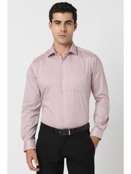 Van Heusen - Men Pink Regular Fit Textured Full Sleeves Shirt