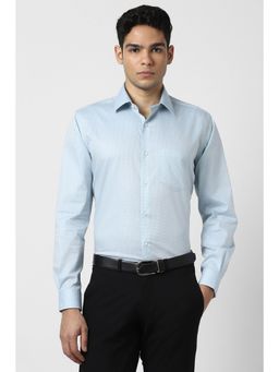 Van Heusen - Men Light Blue Textured Full Sleeves Shirt