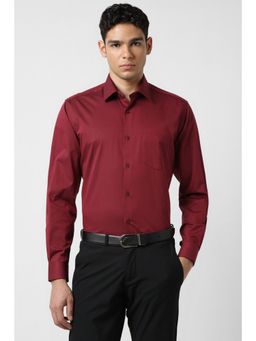 Van Heusen - Men Maroon Solid Full Sleeves Shirt