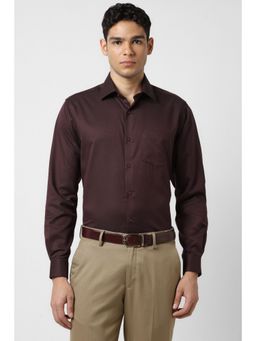 Van Heusen - Men Brown Textured Full Sleeves Shirt