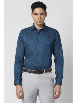 Van Heusen - Men Navy Blue Print Full Sleeves Shirt