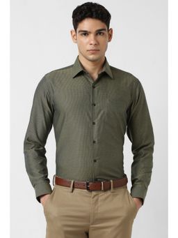 Van Heusen - Men Olive Print Full Sleeves Shirt