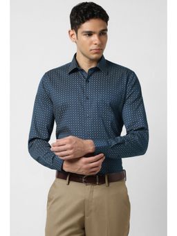 Van Heusen - Men Dark Blue Print Full Sleeves Shirt