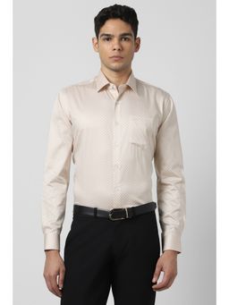 Van Heusen - Men Beige Print Full Sleeves Shirt