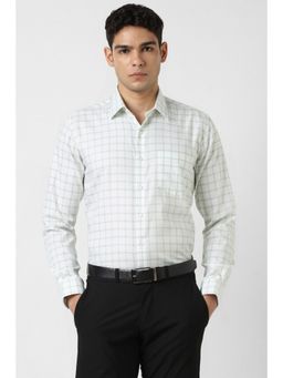 Van Heusen - Men White Checks Full Sleeves Shirt
