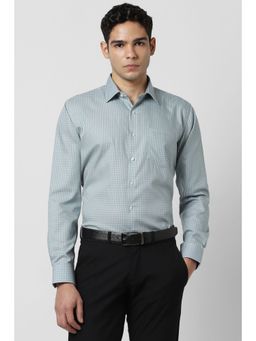 Van Heusen - Men Light Green Checks Full Sleeves Shirt