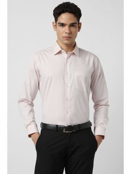 Van Heusen - Men Light Peach Checks Full Sleeves Shirt