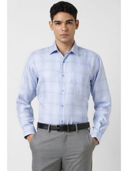 Van Heusen - Men Light Blue Checks Full Sleeves Shirt