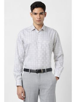 Van Heusen - Men Grey Checks Full Sleeves Shirt