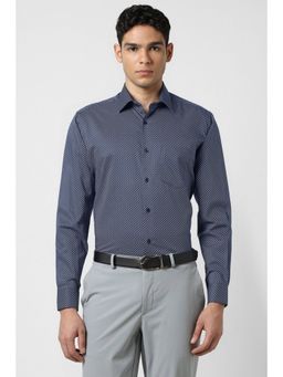 Van Heusen - Men Navy Blue Print Full Sleeves Shirt