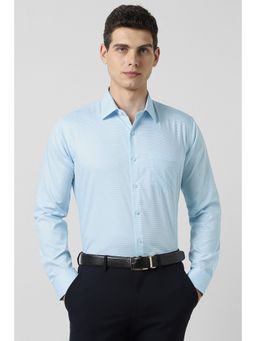 Van Heusen - Men Light Blue Textured Full Sleeves Shirt