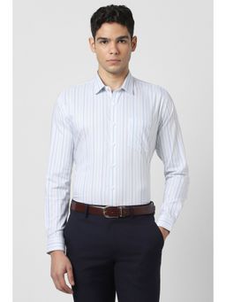 Van Heusen - Men White Stripes Full Sleeves Shirt