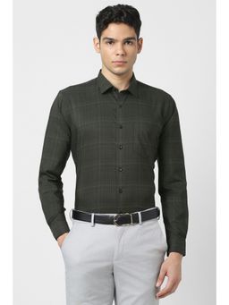 Van Heusen - Men Green Checks Full Sleeves Shirt