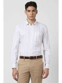 Van Heusen - Men White Stripes Full Sleeves Shirt