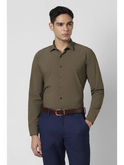 Van Heusen - Men Olive Print Full Sleeves Shirt