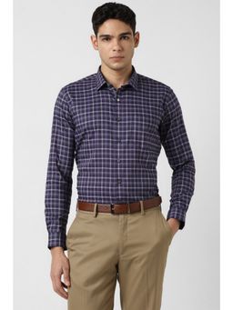 Van Heusen - Men Purple Checks Full Sleeves Shirt