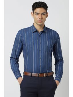 Van Heusen - Men Blue Slim Fit Stripes Full Sleeves Shirt