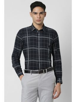 Van Heusen - Men Black Checks Full Sleeves Shirt