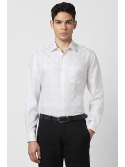 Van Heusen - Men Off White Checks Full Sleeves Shirt