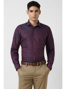 Van Heusen - Men Purple Self Design Full Sleeves Shirt