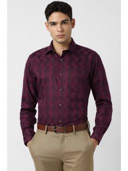 Van Heusen - Men Wine Checks Full Sleeves Shirt