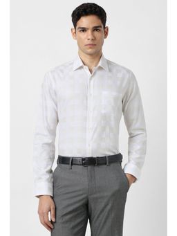 Van Heusen - Men Off White Checks Full Sleeves Shirt