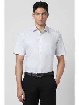 Van Heusen - Men White Print Half Sleeves Shirt