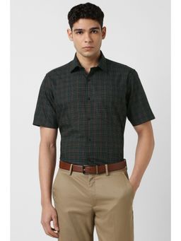 Van Heusen - Men Green Checks Half Sleeves Shirt