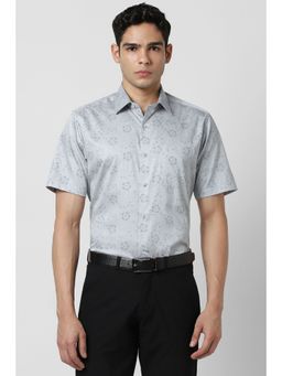 Van Heusen - Men Grey Print Half Sleeves Shirt