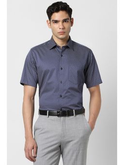 Van Heusen - Men Navy Blue Print Half Sleeves Shirt