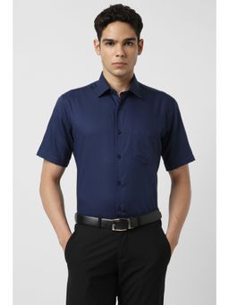 Van Heusen - Men Navy Blue Regular Fit Half Sleeves Shirt