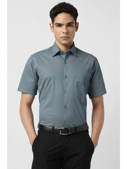 Van Heusen - Men Blue Regular Fit Print Half Sleeves Shirt