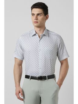 Van Heusen - Men White Print Half Sleeves Shirt
