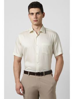 Van Heusen - Men Cream Print Half Sleeves Shirt