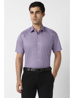 Van Heusen - Men Purple Regular Fit Print Half Sleeves Shirt