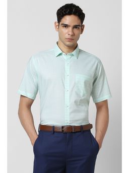 Van Heusen - Men Green Checks Half Sleeves Shirt