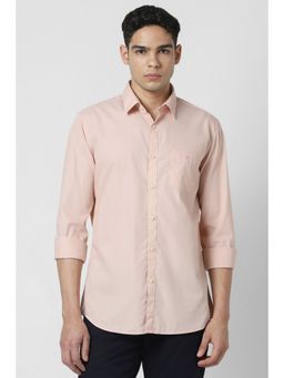Van Heusen - Men Peach Solid Full Sleeves Shirt