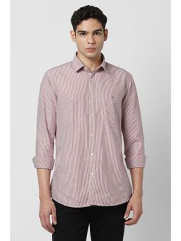 Van Heusen - Men Red Stripes Full Sleeves Shirt
