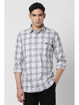 Van Heusen - Men Grey Checks Half Sleeves Shirt
