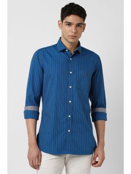 Van Heusen - Men Blue Stripes Full Sleeves Shirt