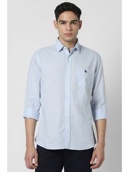 Van Heusen - Men Light Blue Solid Full Sleeves Shirt