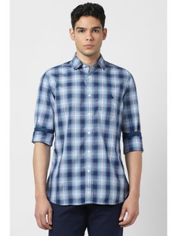 Van Heusen - Men Blue Checks Full Sleeves Shirt