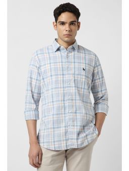 Van Heusen - Men Light Blue Slim Fit Checks Full Sleeves Shirt
