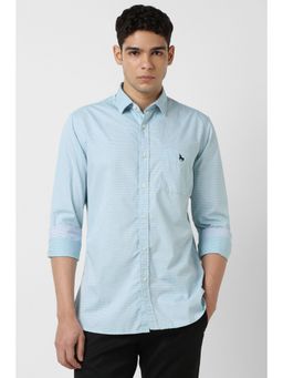 Van Heusen - Men Light Blue Textured Full Sleeves Shirt