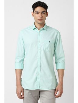 Van Heusen - Men Sea Green Textured Full Sleeves Shirt